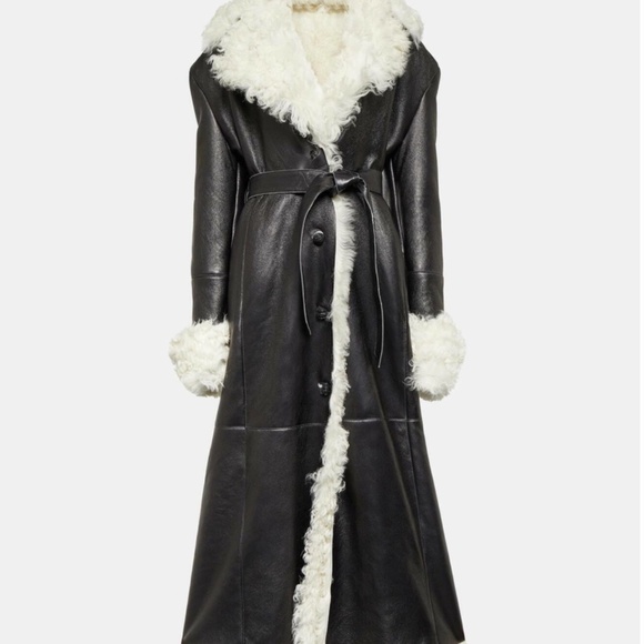 Magda Butrym Black Belted Shearling Coat - Picture 5 of 6